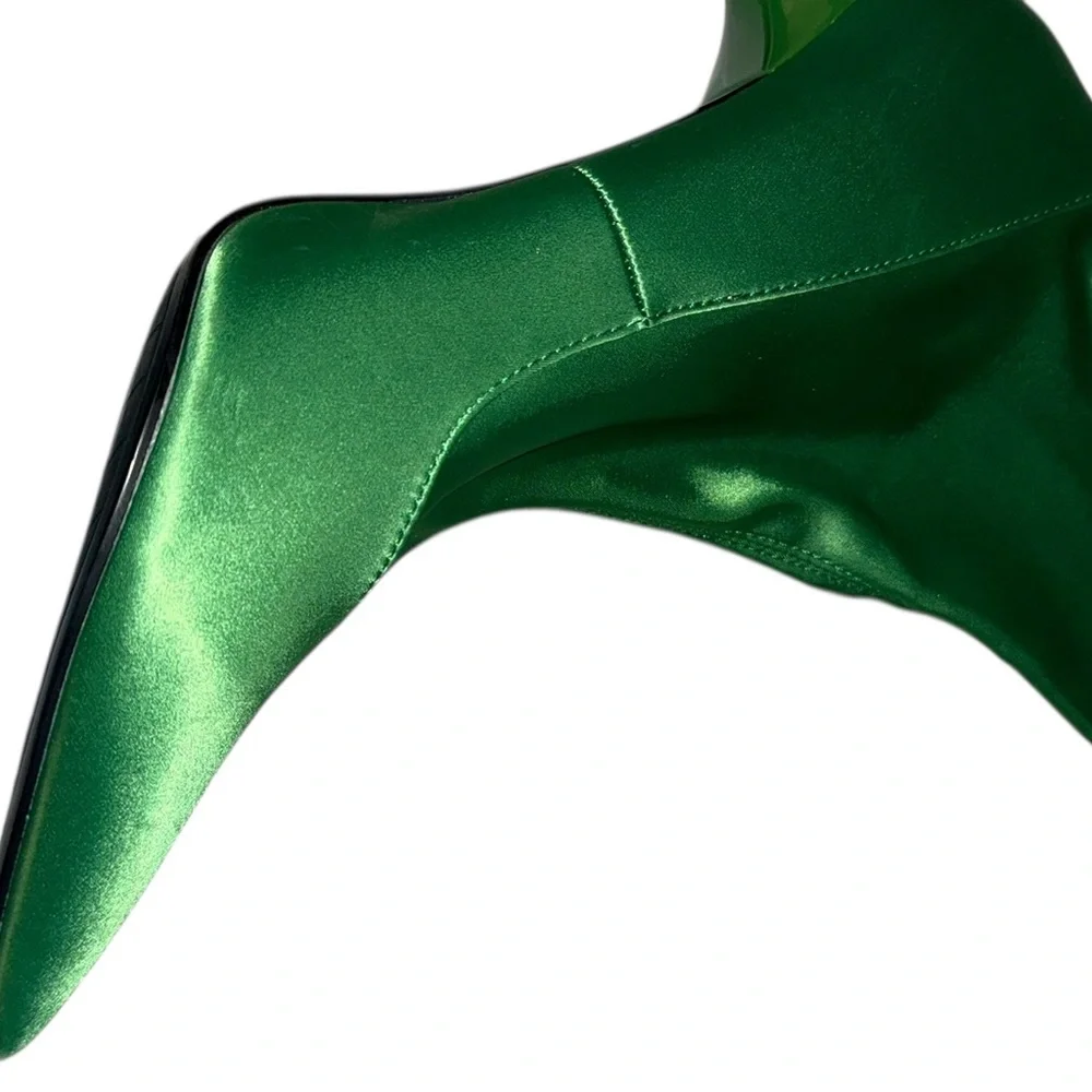 ZARA woman's satin effect ankle boots green 38 Euro/7.5 to 8 US
